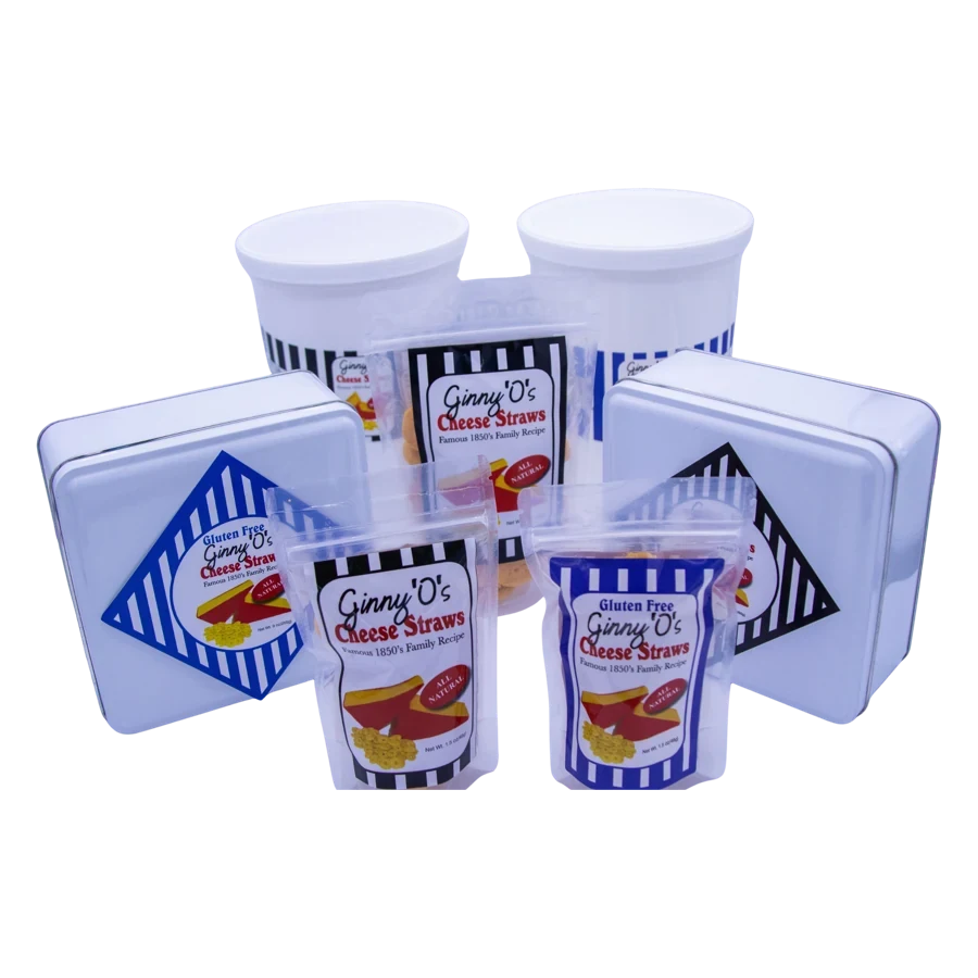 Ginny O's tins, party tubs and bags together